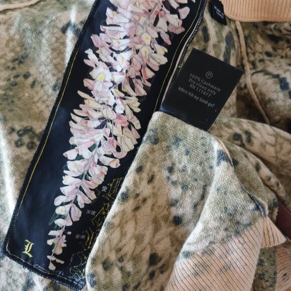 Rare L.A.M.B Gwen Stefani Reptile Snakeskin Green Cashmere Cardigan - Picture 4 of 5